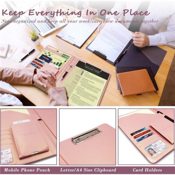 Business/Resume Padfolio Portfolio Folder with Letter/A4 Size Clipboard - Picture 4 of 7